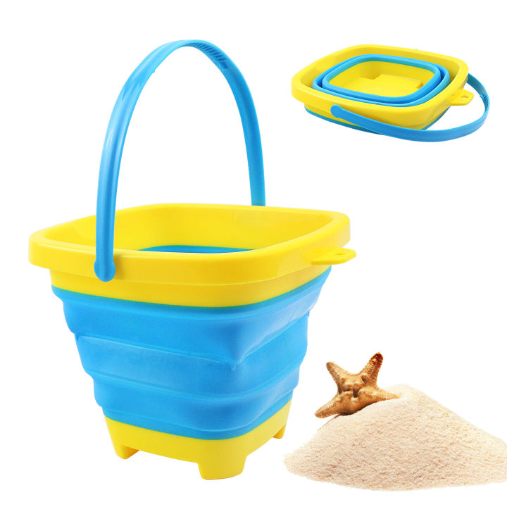 Foldable Silicone Bucket Beach Toys Summer Sand Playing Outdoor Toy ...