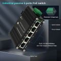 Mini Industrial Passive 24V 5 Ports PoE Gigabit Switch, IEEE 802.3az, 10/100/1000Mbps Ethernet Switch, Din Rail Mount. 