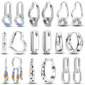 925 Silver Hoop Earring For Woman Pendientes Moon Sun Original Earrings Fashion Jewelry.