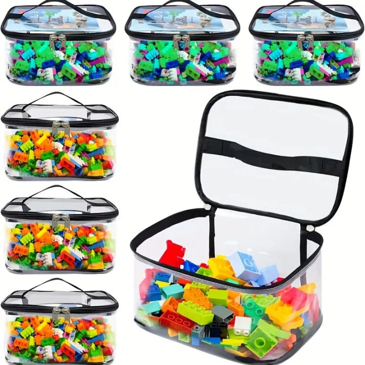 Large Clear Building Blocks Storage Box Portable Organizer Case for Toy ...