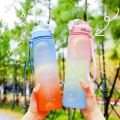 Cute water bottle 1000ml with strwa. 