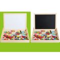 Folding Double-Sided Kids Wooden Puzzle Magnetic Drawing Board DIY Educational Drawing Toy. 