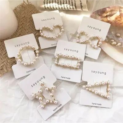 Korean Pearl Hair Clip Snap Barrettes Women Girl Pearl flower pin pack of (1 to 6 )pcs