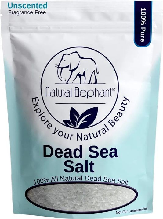 Dead Sea Salt Coarse Grain 100% Natural and Pure for Psoriasis Eczema Acne & Other Dermatological Needs by Natural Elephant (2 Pound Bag (900g))