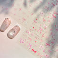 Thin and Tough Nails Sticker 3D Cute Pink Starry Sky Nail Art Stickers Long Bows Ribbon Self Adhesive Nail Decoration Decals DIY. 
