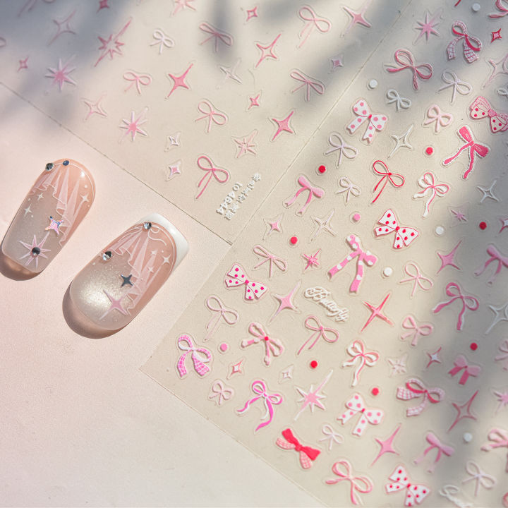 Thin%20and%20Tough%20Nails%20Sticker%203D%20Cute%20Pink%20Starry%20Sky%20Nail%20Art%20Stickers%20Long%20Bows%20Ribbon%20Self%20Adhesive%20Nail%20Decoration%20Decals%20DIY%20-%20Image%202