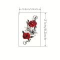 2pcs Red Temporary Rose Flower Arm & Leg Tattoo Stickers, Stripper Chest & Thigh Design, Waterproof, Perfect for Women. 