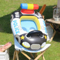 1PC Swimming Pool Float Ring Seat, Police Car-shaped Boat Inflatable Summer Beach Pool Tube with Handles.