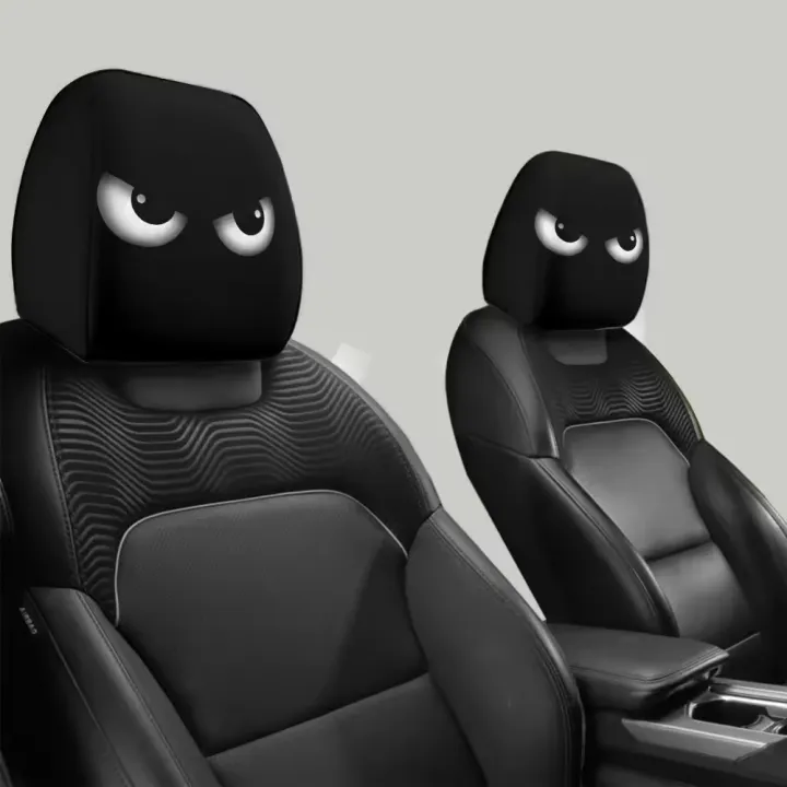 2PCS%20Funny%20Slanted%20Eyes%20Cartoon%20Print%20Car%20Pillowcase%20Cover%20Soft%20Comfortable%20Automobile%20Auto%20Seat%20Headrest%20Washable%20Fabric%20-%20Image%202