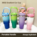 890ML Stainless Steel Thermos Cup with Straw  Keep Cold and Hot Car Coffee Cup Portable Vacuum Flask Travel Thermos Water Bottle. 