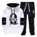 King Queen Printing Mens Womens Tracksuit Hot Sales Casual Hooded Sweatshirts Sweatpants 2 Pcs Set Home Street Couple's Clothing. 