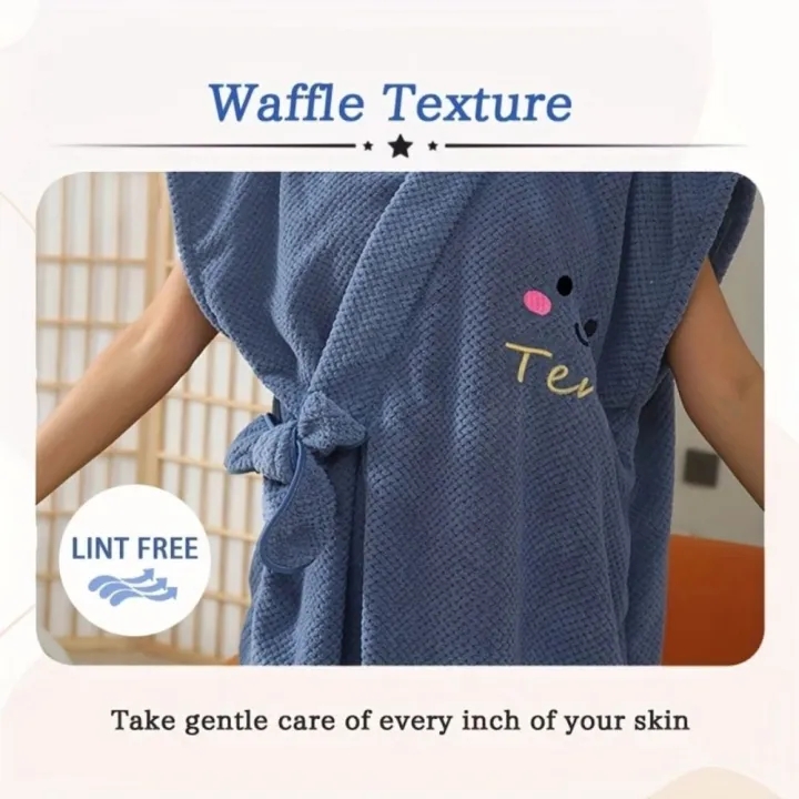 Women's%20Wrap%20Towel%20Spa%20Robe%20Hair%20Towel%20Adjustable%20Closure%20Long%20Robe%20V-Neck%20Shawl%20Bathrobe%20Dry%20Hair%20Cap%20Set,%20Fluffy%20Comfortable%20-%20Image%202