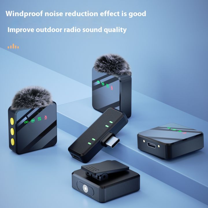 Pink%201%20In%204%20Wireless%20Lavalier%20Microphone%20Noise%20Reduction%20With%20Windproof%20Cap%20Mute%20Recording%20Function%20Portable%20Audio%20Video%20Live%20-%20Image%204