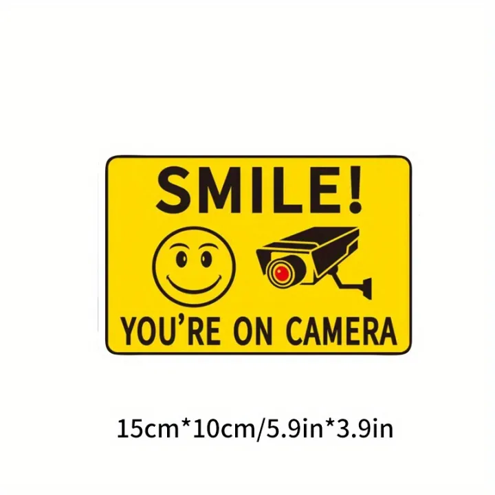 1Piece%20Smile%20You're%20in%20Front%20of%20The%20Camera%20Self-Adhesive%20Security%20Alert%20Sticker%20for%20Home%20and%20Business%20CCTV%20Cameras%20Watertight%20-%20Image%204