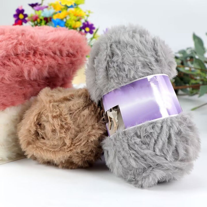 200g Imitation Fur Yarn for Knitting Handmade Slippers, Warm Sweaters, Scarves, and Hats