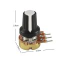 5Pcs 10k Potentiometer knob 1K 100K 5K 50K OHM WH148 Shaft with Nut 3 Terminal Linear Taper Rotary B10K for Arduino diy kit. 