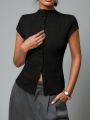 Women's Fashionable Knitted Turtleneck Top, Slim and Comfortable Four-Season Short-Sleeved Cardigan, Can Be Worn as a Base Layer. 
