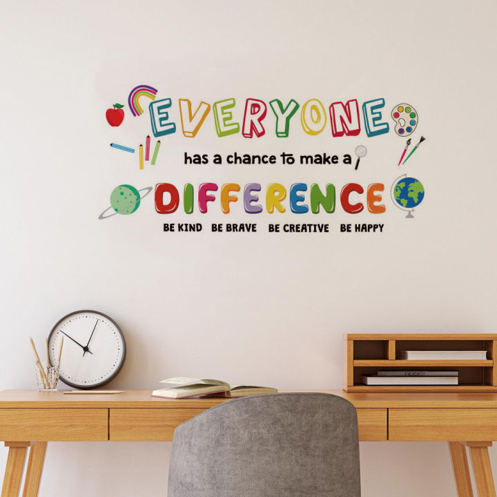 Make A Difference Lettering Inspirational Motivational Wall Decals,Everyone Has Chance To Make A ...
