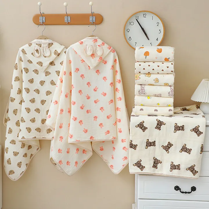 Baby%20Bath%20Towel%204%20Layers%20Gauze%20Cotton%20Cloak%20Towel%20with%20Hat%20Infant%20Four%20Seasons%20Hooded%20Cartoon%20Bathrobe%20Toddler%20Soft%20Bath%20Towel%20-%20Image%202