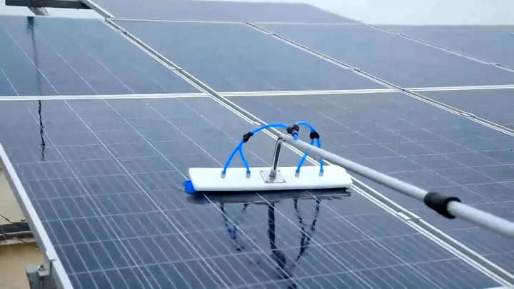 Solar Panel Cleaning Brush with 20 Feet Long Handle – Water Flow System for Panels Cleaning Stainless Steel Extendable Rod