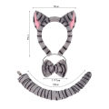 Anime Leopard Print Cat Ear Headband Cosplay Halloween Stripe Anime Animal Tiger Plush Headwear Tie Tail Gloves Performance Prop. 