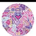 25 pcs pixel stickers pink theme. 