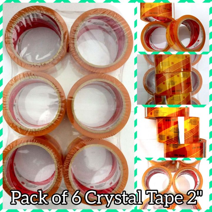 Yellowish Tape 2" Pack of 6 50 yards length, Crystal Tape 2" 50 macron, Packing Tape