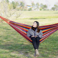 New Creative Canvas Single Hammock Outdoor Courtyard Sleeping Hammock Camping Indoor Children's Swing Thick Striped Hammock. 