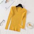 Autumn Winter Women Sweaters Casual Long Sleeve Knitted V Neck Pullover Sweater Femme Basic Solid Jersey Tops Fashion Clothes. 