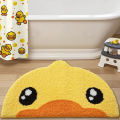 VIKAMA Adorable Little Yellow Duck Cartoon Semi Circular Bathroom Hallway Bedroom Rug Charming Home Decor Rug. 