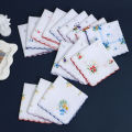 6 Pack of Women's Classic Tooth Edge Handkerchiefs, Cotton Flower Handkerchiefs, Sweat-Wiping Flap Pocket Pants Towels, Placemats, Wedding Supplies.