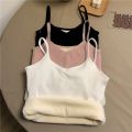 Warm Thermal Vest Women Winter Solid Color Casual Velvet Camisole Tops Sleeveless Thick Elastic Bottom Underwear Tank Tops.