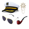 Festival Party Cosplay Navy Captain Dress Up Costume Accessories Sailor Role Playing Hat Set.