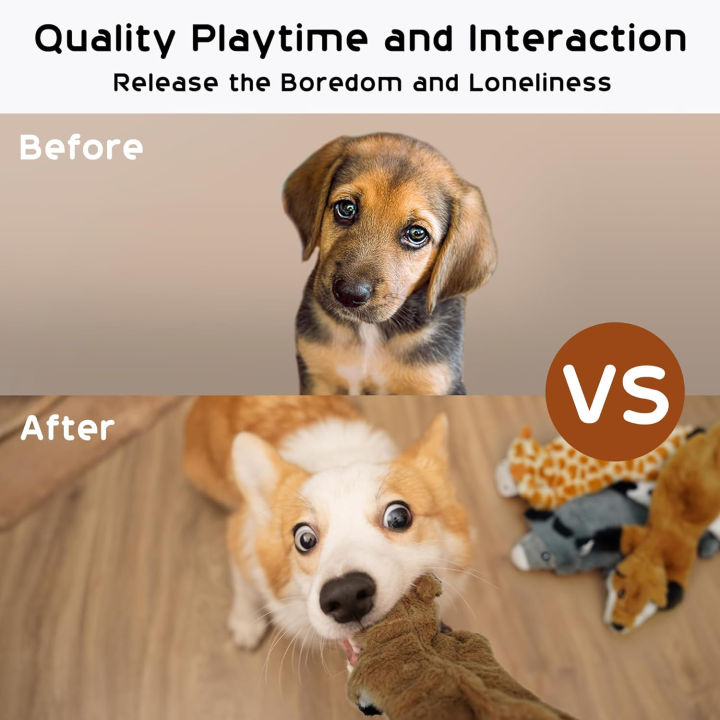 5PCS%20Crinkle%20Plush%20Dog%20Squeaky%20Toys%20Fox%20Giraffe%20Squirrel%20Cow%20Donkey%20Style,%20No%20Stuffing%20Dog%20Toys%20for%20Small%20Medium%20Large%20Dogs%20-%20Image%205