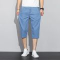 Summer Thin Lyocell Men's Jeans Shorts Blue Gray Classic Style Elasticity Straight Light Business Casual Denim Shorts Male.