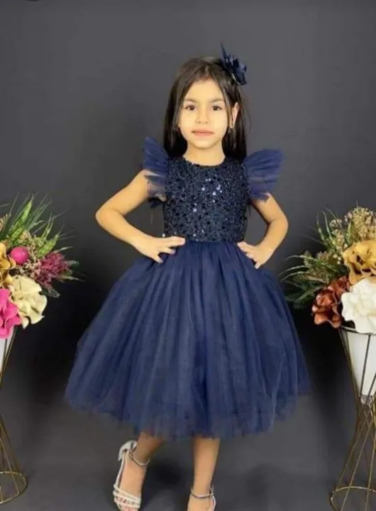 baby%20girl%20fancy%20frock%20birthday%20dress%20partywear%20blue%20moonlight%20sequin%20-%20Image%202