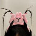 Funny Headband New Pink Bunny Hair Band Quirky Fun Plush Headband Grip Bangs Cute Photo Decoration Hair Bands Headdress. 