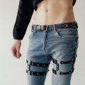 Fashion Men Sexy Punk Leather Suspenders Leg Harness Sissy Gay Thigh Harness Belt Men Pants Accessories Bdsm Bondage Suspenders. 
