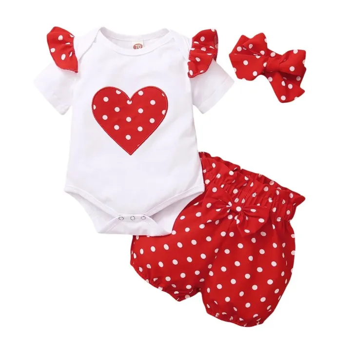 Baby%20Girl%200-18%20Months%203PCS%20Clothing%20Set%20Love%20Short%20Sleeve%20Romper+Polka%20Dot%20Shorts+Headband%20Summer%20Daily%20Casual%20Newborn%20Baby%20Girl%20-%20Image%207