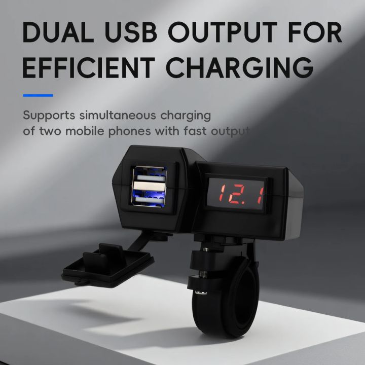 1pc%20Motorcycle%20USB%20Fast%20Charger%20Handle%20Style%20Dual%20USB%20Socket%20with%20Switch%20Voltmeter%20Waterproof%20Phone%20Power%20Supply%20Adapter%20Kit%2012V%20-%20Image%202