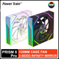 Power Train PRISM 8 Pro Case Cooling Fan 3-sided Infinity Mirror 5V/3PIN ARGB Quiet Computer Cooling Fan. 
