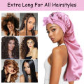 Soft Silky Long Satin Bonnet For Natural Hair And Curly Hair Extra Large Size Hair Cap With Tie For Comfortable Night Sleep 1Pcs. 