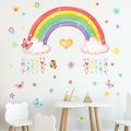 Rainbow Wall Decal Waterproof Sticker Rainbow Butterflies Clouds Star Flower Wall Decals for Nursery Kids Girls Bedroom Decor. 