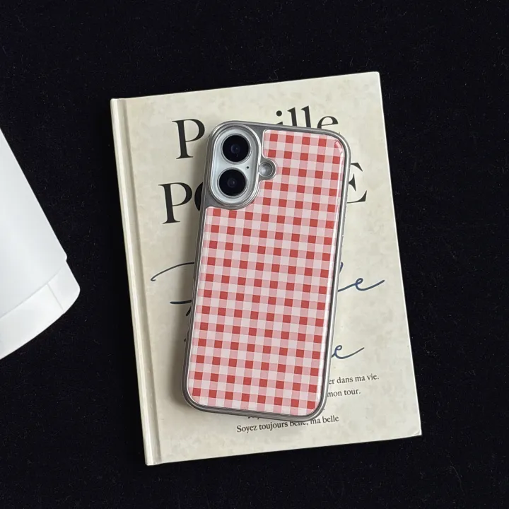 Simple%20Red%20Plaid%20Grid%20Pattern%20Acrylic%20Material%20Glossy%20Surface%20Silver-Plated%20Phone%20Case%20for%20iPhone%2013%2014%2015%2016%2017%20Pro%20Max%20-%20Image%207