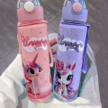 700ml Cute & Durable Cartoon Space Cup with Hand-held Ring BPA-Free High Temperature Resistant Portable Outdoor Water Bottle.