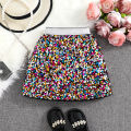 Spring and Autumn New Shiny Sequin A-line High-Waist Skirt for Girls; Single Piece. 