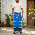 LUNGI FOR MEN - 2 PCS BUNDLE PACKAGE - MULTI COLOR CHECK DESIGN LUNGI - COTTON & POLYESTER YARN MIXED FABRIC LUNGI - STITCHED LUNGI (5 HAND). 