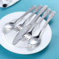 High Quality Cutlery Set Handle Exquisite carving Stainless Steel Golden Tableware Knife Fork Spoon Flatware Set Silverware Set. 