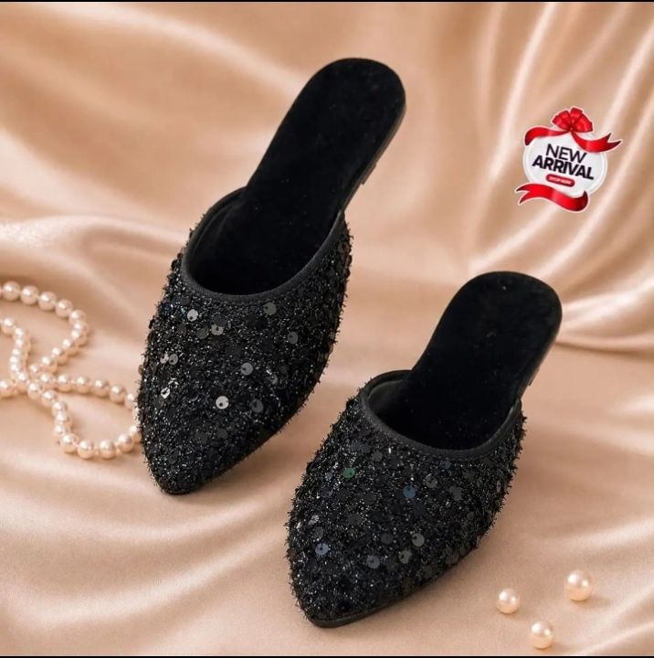 Steppora%20Women%20Sequin%20Mules%20-%20Fancy%20Party%20Wear%20Shoes%20For%20Girls%20-%20Velvet%20Flat%20Slippers%20-%20Wedding%20Khussa%20Style%20Mules%20-%20Image%202