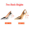 Women Patent Leather Pumps 7.5cm 10.5cm High Heels Lady Stiletto Low Heels Wedding Bridal Mteallic Silver Gold Sparkly Shoes.